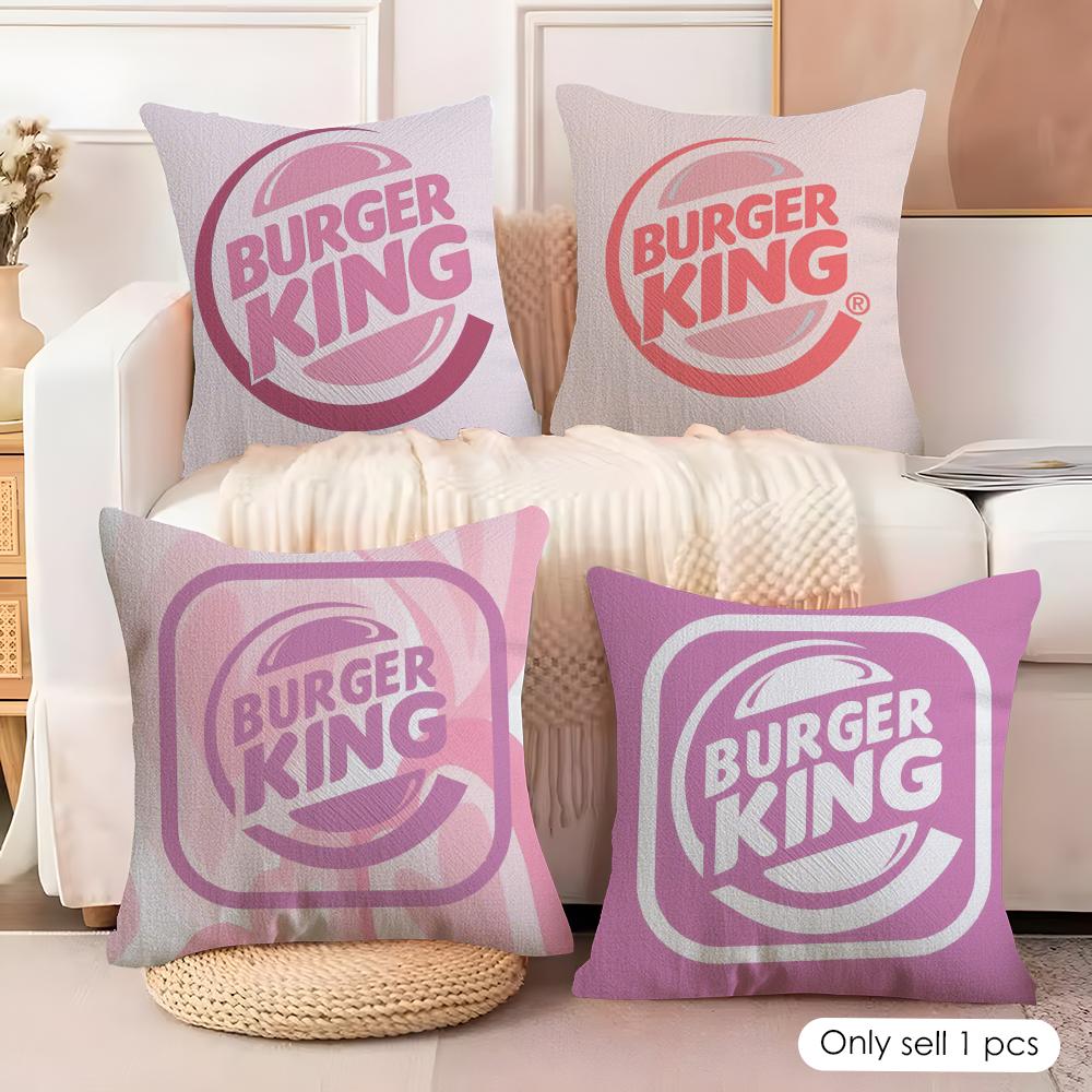 Brand HHun Burger King Cushion Cover Natural Linen Organic Fabric DoubleSided Printing Couch Pillow Covers Home Decor