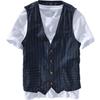 2024 British Men's Striped Long-Sleeve Overall Vest Shirt Jacket