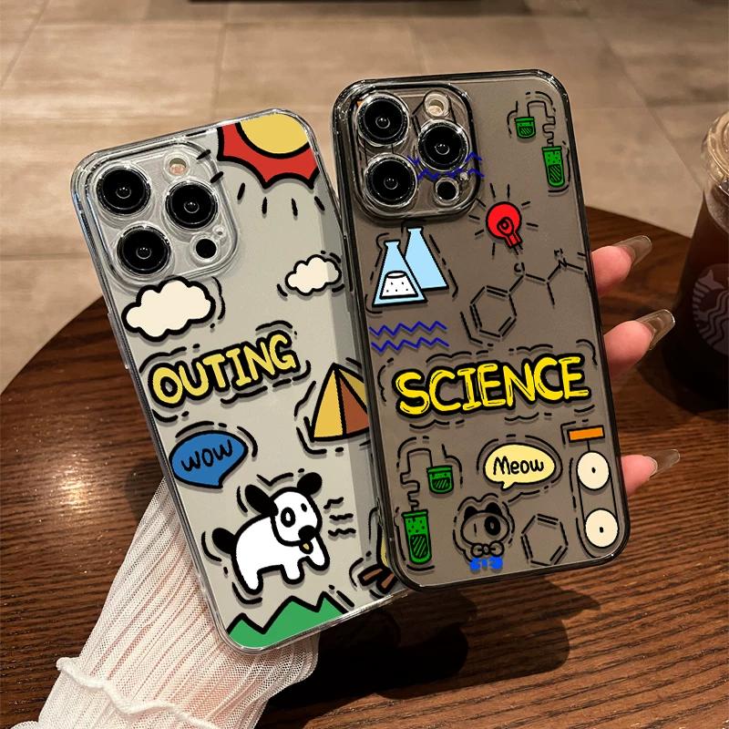 Cute Graffiti Doodle TPU Phone Case For IPhone 15 14 13 12 11 Pro Max X XR XS 8 7 Plus, Clear Shockproof Protective Cover