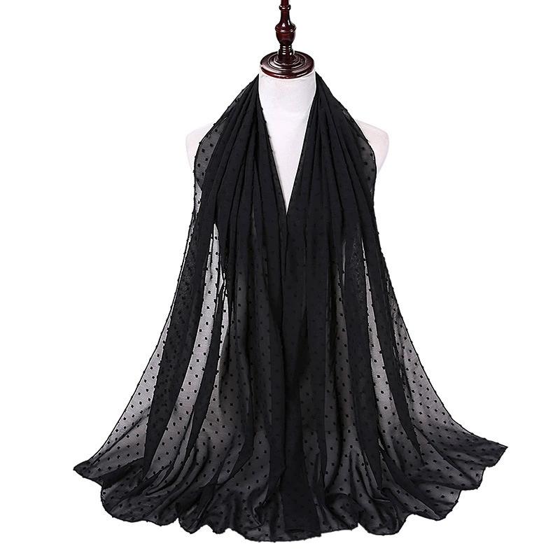 Solid Pearl Chiffon Hijab Scarf Woman Muslim Hijab Shawls Ladyies Ethnic Islamic Turban