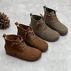 Autumn-winter Cotton and Linen Vintage Soft Sole Soft Top Handmade Boots Cowhide Women's Shoes
