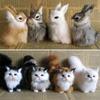 Simulation Mini Cat Rabbit Fox Owl Fur Model Plush Cats Gifts Imitation Animal Doll