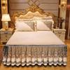 Роскошное зимнее покрывало в стиле юбки на кровать, толстое стеганое хлопковое покрывало в европейском стиле, золотое кружево, новый наматрасник