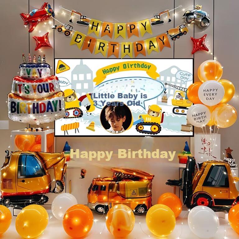 Domeyi Birthday Scene Decoration Boy Birthday Balloon Props Atmosphere Setup Party Decoration Construction Vehicle Deluxe Edition