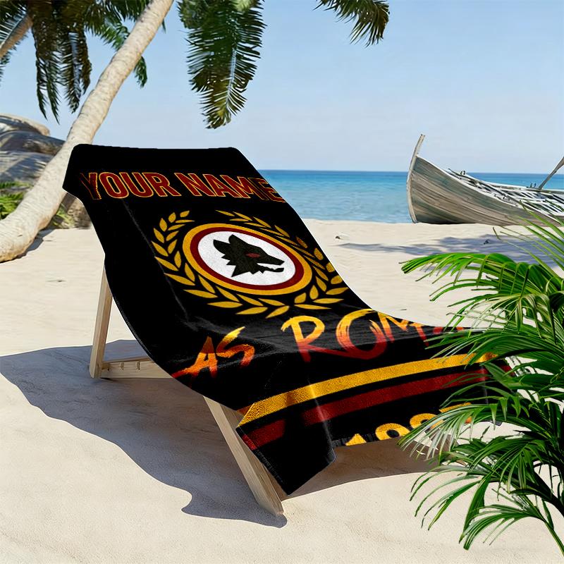 Custom Name AS Roma Print Beach Towel, Large Soft Quick Dry Towel for Beach Camping Swimming