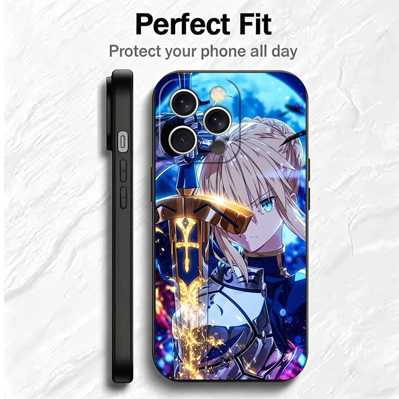Чехол для телефона Fate Zero Stay Night Saber Мягкий Чехол-накладка для iPhone 16 16E 17 Air 15 Pro Max 14 Plus 13 Mini 11 12 7 Черный Задняя панель