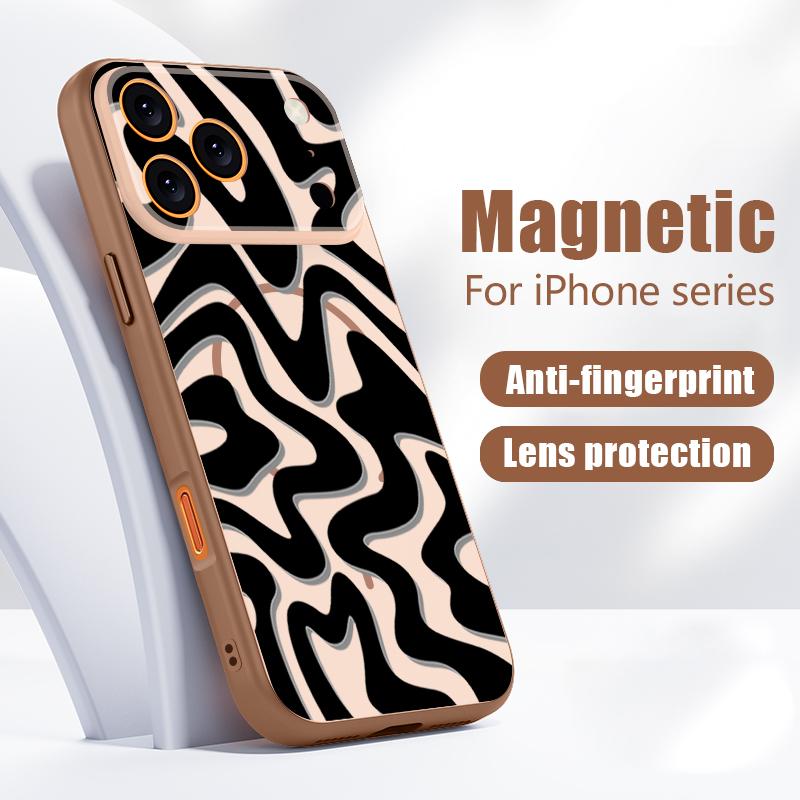 Чехол для iPhone 17 Pro Max Черная полоска Магнитный для Magsafe Гибридный Тонкий Матовый Чехол для iPhone 16 15 14 13 Pro Max