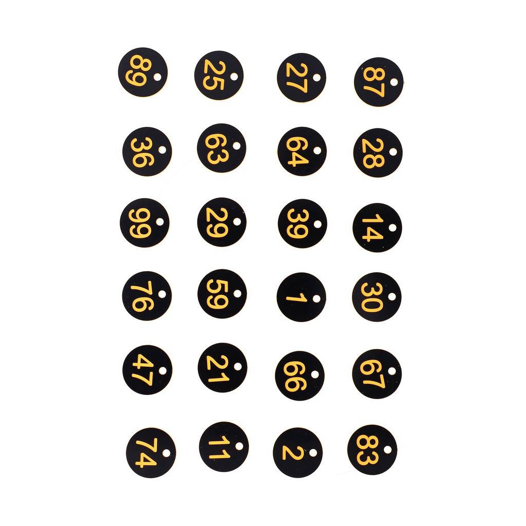 100 шт., бирка с круглым номером, маркер для улей, этикетки с отверстием, аксессуар для пчеловодства на ферме(Черный желтый