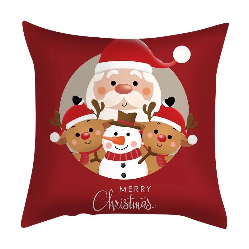 Christmas Set Luxury Home Decor Santa Claus Pattern Fashion Pillow Office Seat Cushion Cover