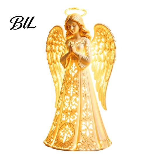 Thoughtful Present for Friends Praying Angel Night Light, Resin Decorative Figurine with Warm LED Lights Guardian Home Decor Decor, Tabletop Ornament