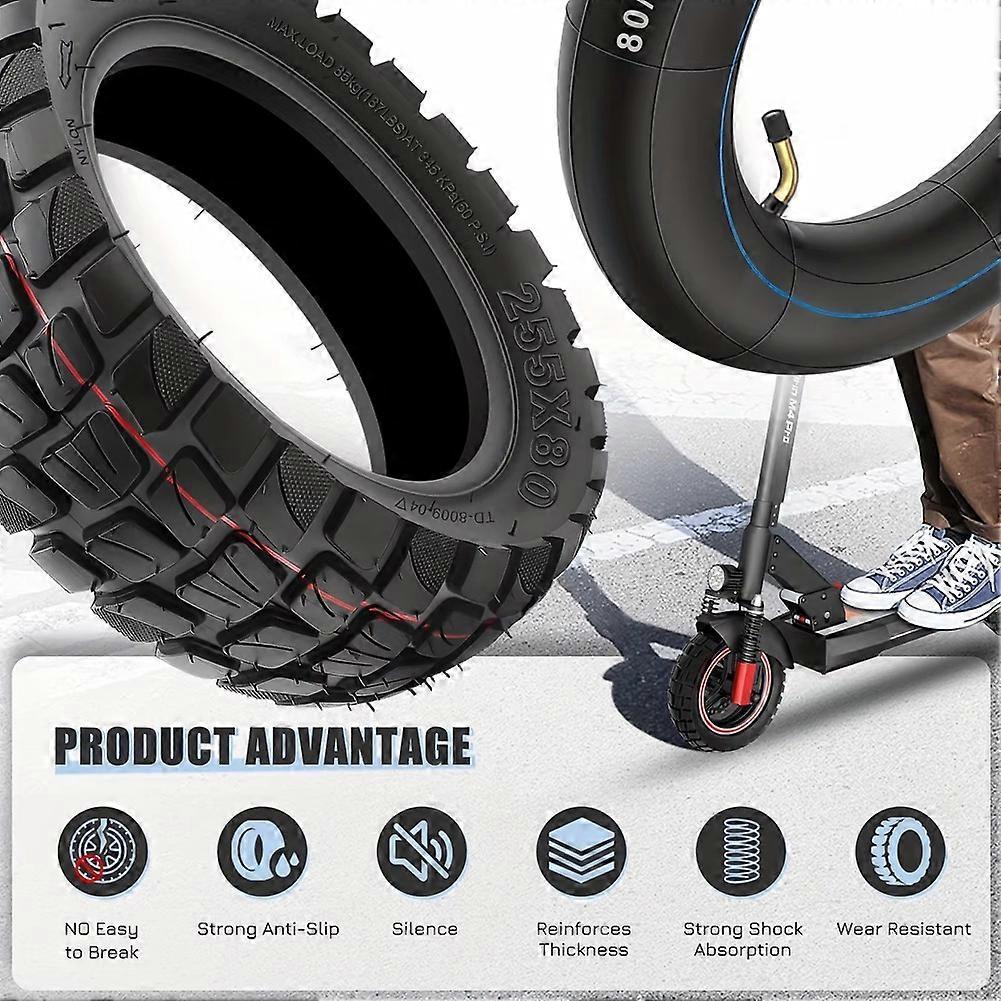 80/55-6.5Vacuum Tire for Electric Scooters,Tubeless 10 Inch Off-Road Rubber Tyre,Ideal for Kickscooter Wheel Accessories