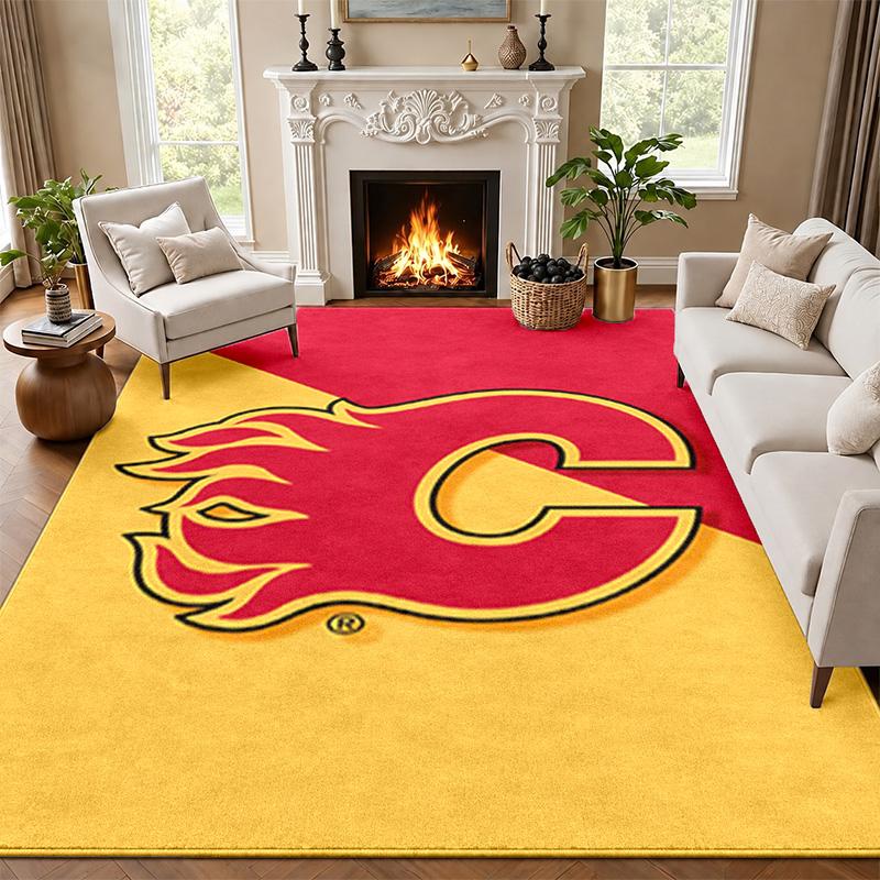 Calgary Flames Carpet Door Mat for Living Room or Bedroom Protective Mat Under Chair Office Decoration Christmas Gift Birthday Present