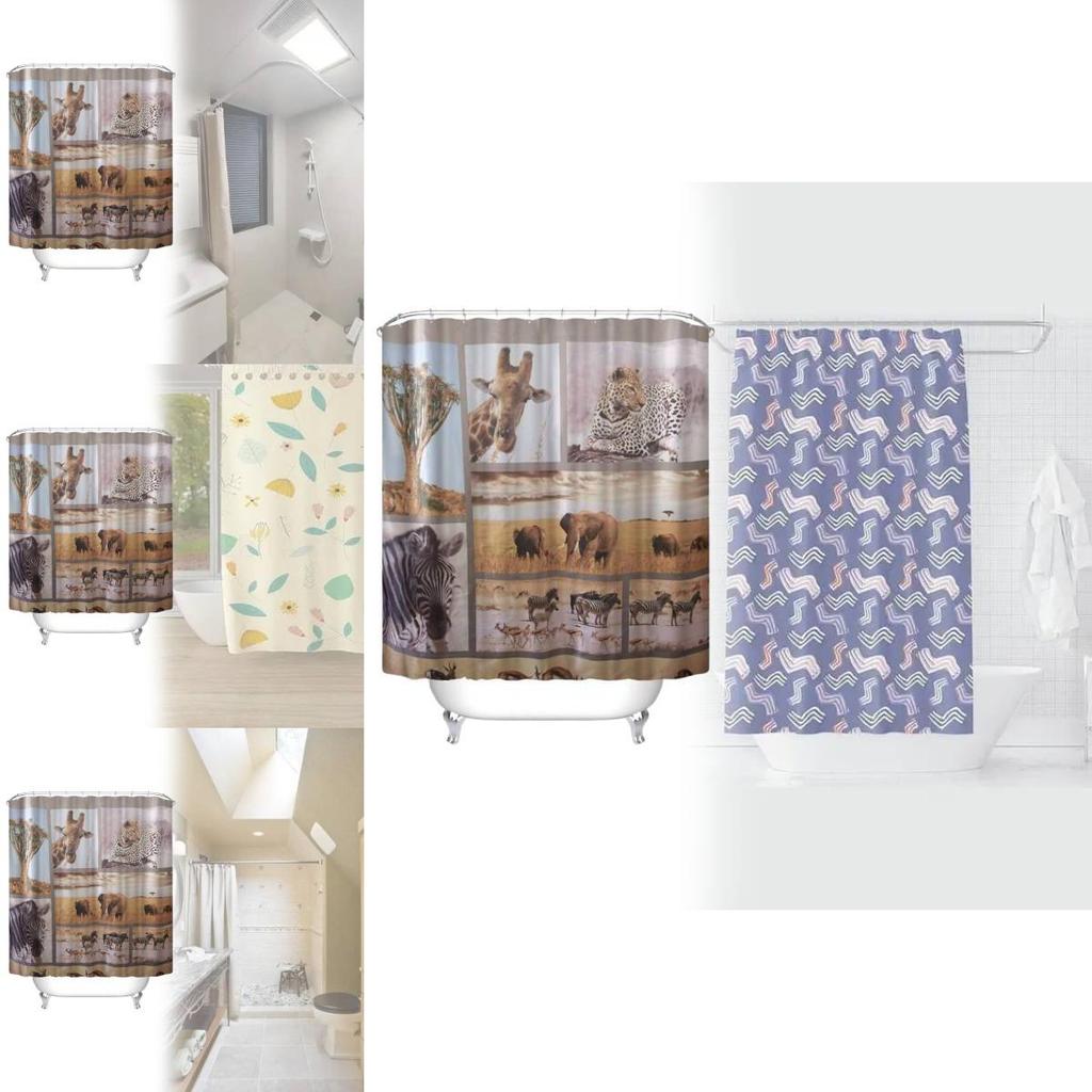 Шторка для душа Peva с животным узором, водонепроницаемая перегородка для ванной комнаты для домашнего декора