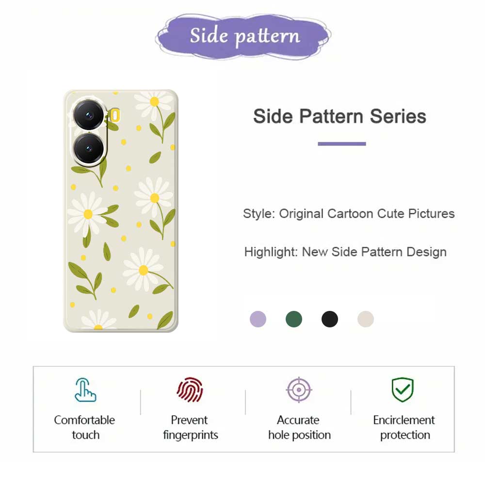For Xiaomi Redmi Turbo 4 5G/Poco X7 Pro 5G Case White Flowers Green Leaves Pattern Printing Straight Edge TPU Phone Back Cover