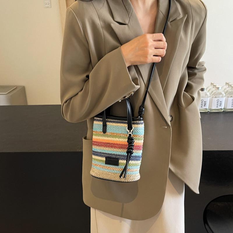 Мини полосатые соломенные сумки кроссбоди для женщин модные летние сумки через плечо сумки и кошельки плетеные пляжные сумки KTY