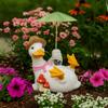 Имитация статуи утки с зонтиком, ручная работа, мультяшная смоляная скульптура животного, балконные садовые принадлежности