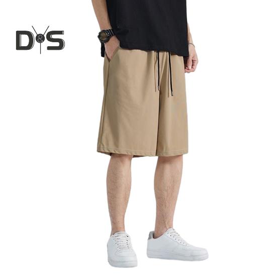 Мужские шорты, повседневные брюки с регулируемой талией на шнурке и усиленными карманами, однотонные, широкие летние спортивные шорты