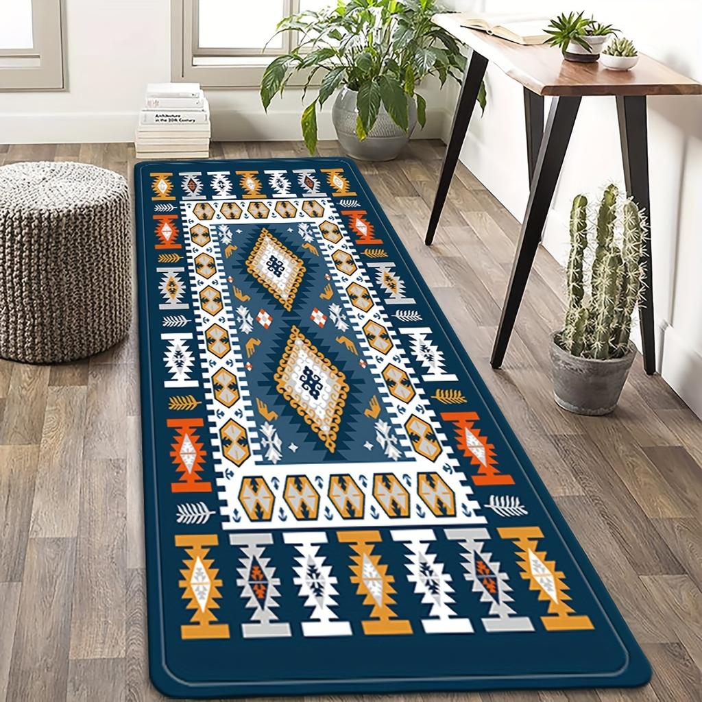 1 шт. против усталости кухонные коврики темно-синие средиземноморские водонепроницаемые нескользящие толстые мягкие кухонные коврики сверхпрочный комфортный коврик для кухни