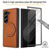 Чехлы из ПУ кожи для Samsung Galaxy Z Fold 7/6/5/4/3 Со встроенной защитой экрана Магнитный 360-градусный поворотный держатель-кольцо
