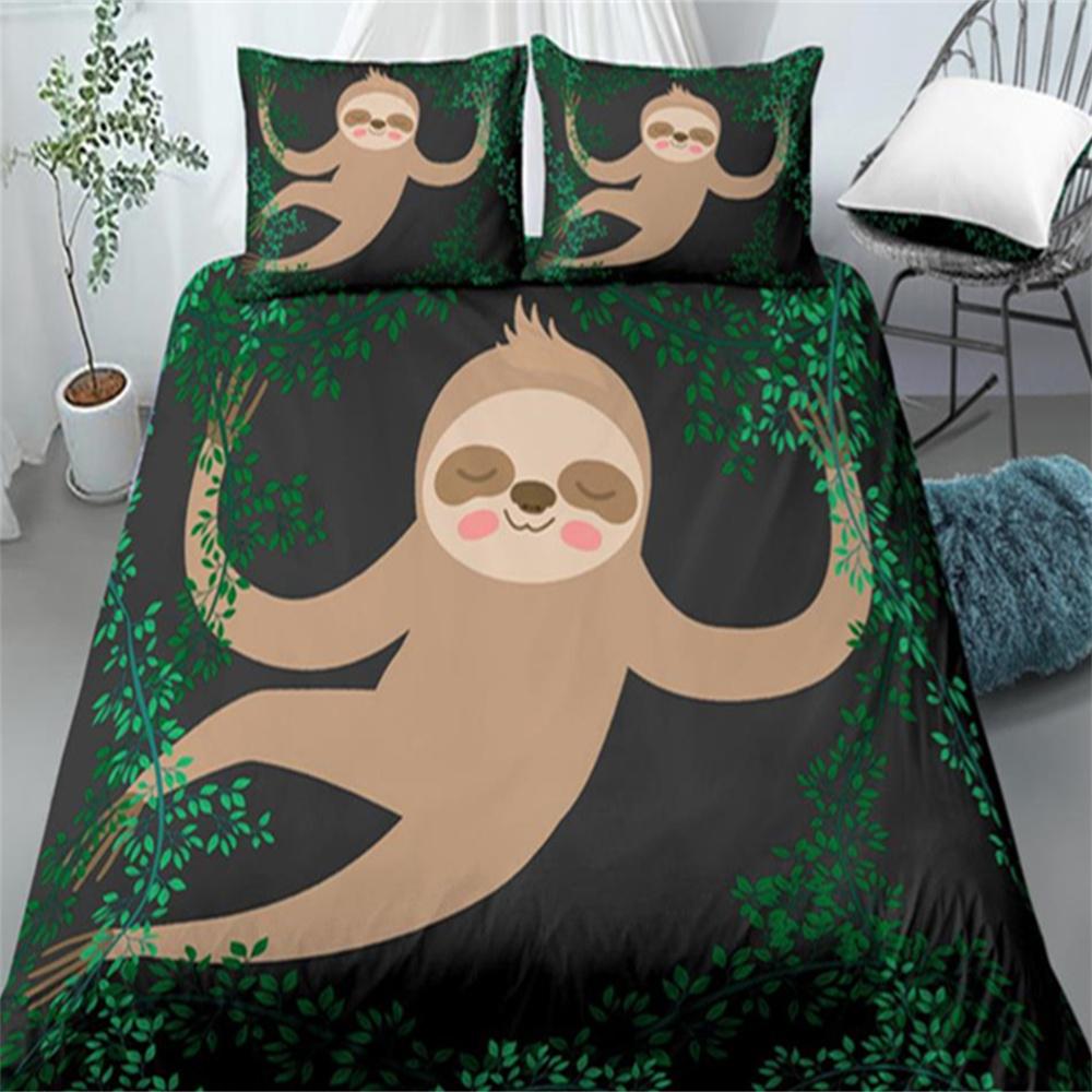Luxury 3D Sloth Print 2/3Pcs Comfortable Duvet Cover Set PillowCase Home Living Bedding Sets EU/US/AU Size