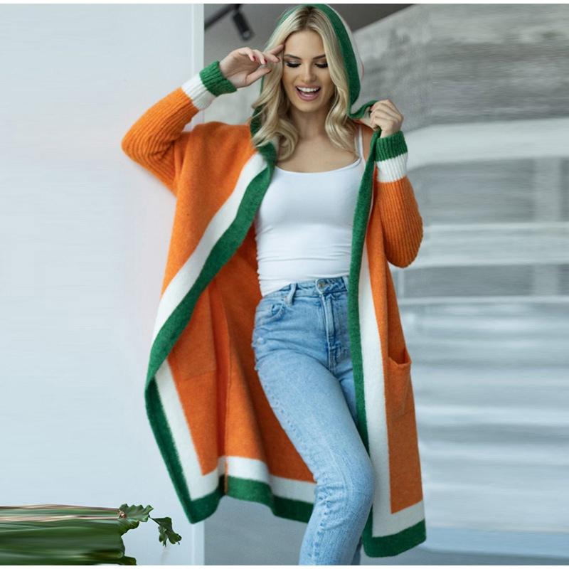 Толстый вязаный женский кардиган с капюшоном, свитер, весна, осень, зима, вязаное мягкое свободное пальто, длинные кардиганы