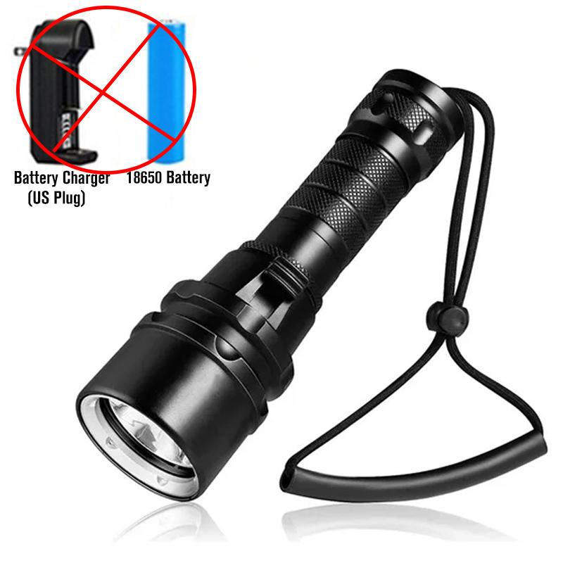 High Power Diving Flashlight IP68 Waterproof Lamp Professional Diving Light High Lumen LED Underwater Torch with 18650 Battery