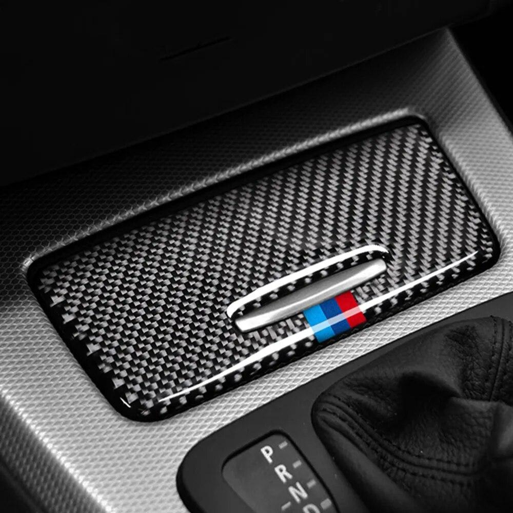 Carbon Fiber Auto Storage Box Panel Trim Cover Decoration Stickers Interior For BMW E90 E92 E93 3 Series 2005-12 Car Accessories