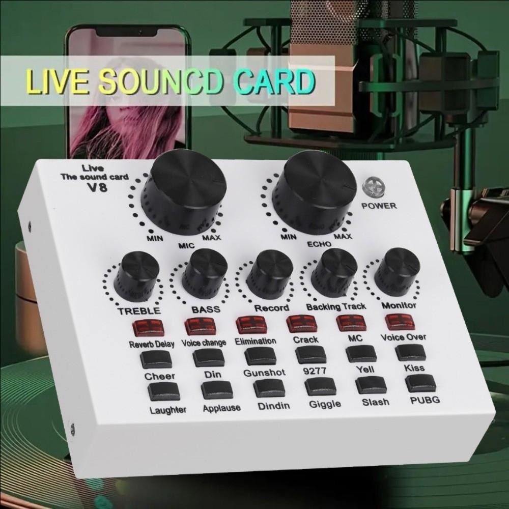 Удобный Аудио Микшер V8 Звуковая Карта Студийная Запись Караоке Запись Микрофон Звуковая Карта Белый Черный Внешняя Звуковая Карта Веб-трансляция Прямой Эфир