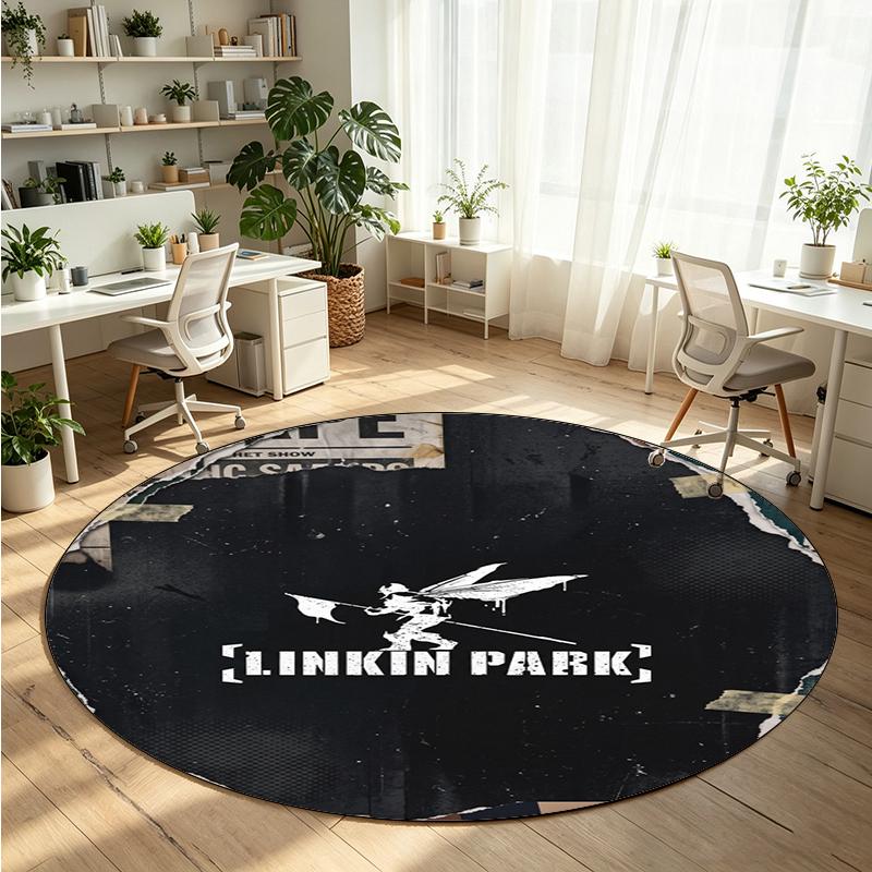 Linkin Park Printed Round Crystal Velvet Rug Soft Non Slip Floor Carpet For Bedroom Holiday Gift