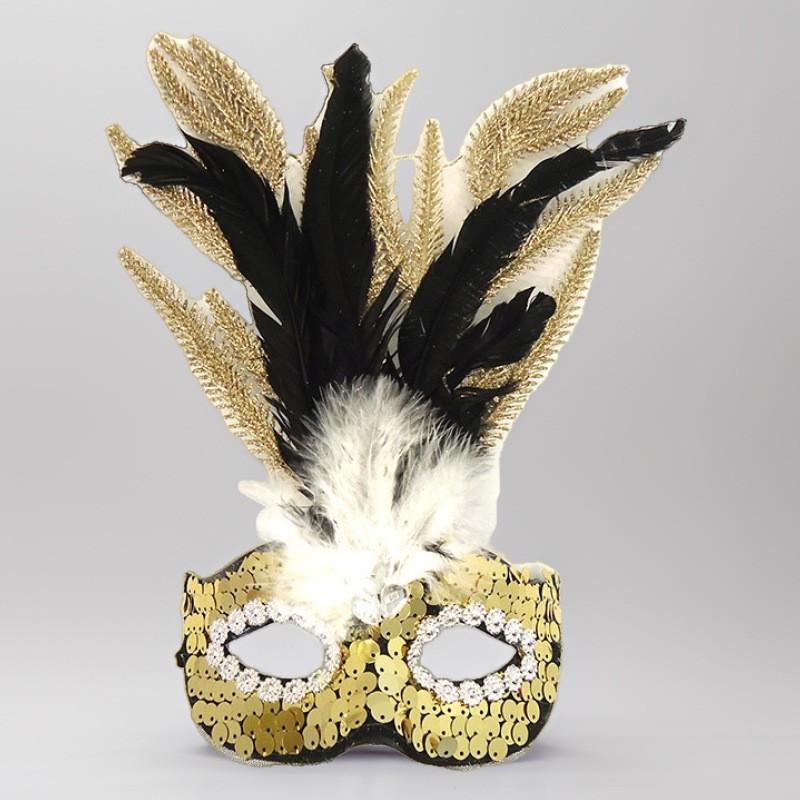 Halloween Party Half Face Mask Feather Sequins DIY Princess Masquerade Cosplay Prop