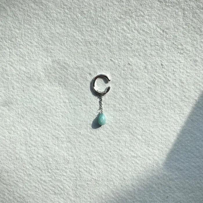 Suzuran jewel Новый цвет_мятный амазонит капля ушная манжета_ Мятный Амазонит Камень Дроп Ушная Манжета