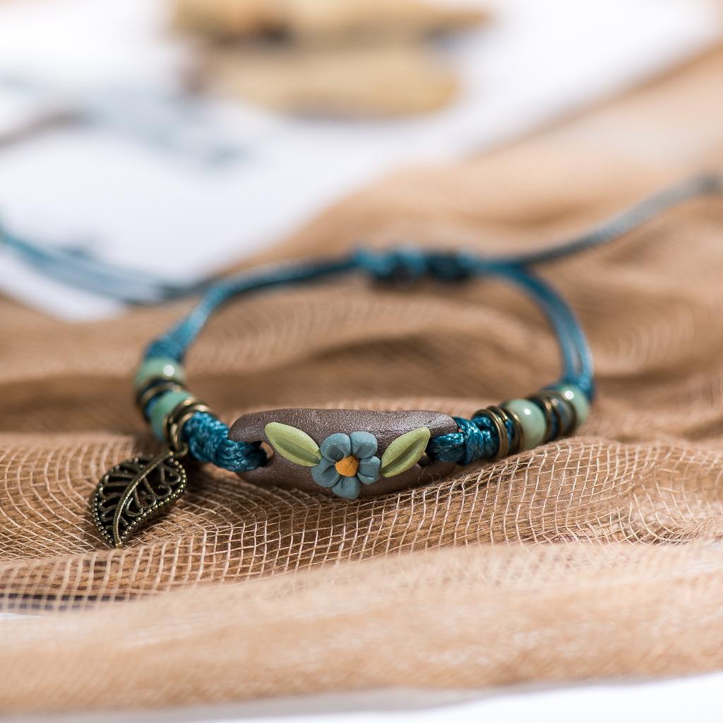 Серия 'Лес' Растение ручной лепки Керамика Регулируемый DIY Браслет Для Женщин Подарок Украшение #CZ501