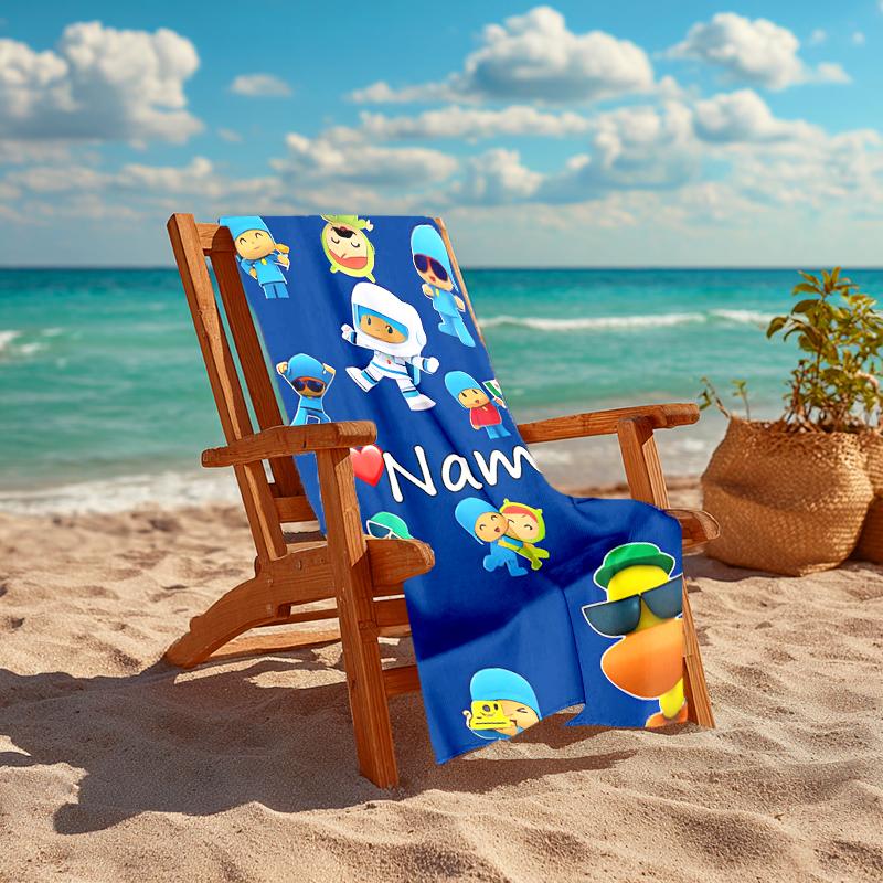Personalized customized proof beach towel with Pocoyo pattern - soft, absorbent,quick-drying,perfect swimming,camping&bathing