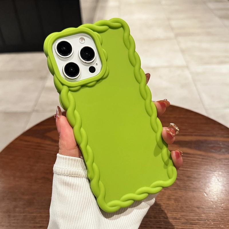 Cute Candy Color Matte Shockproof Case For iPhone 16 15 Pro Max 14 Pro 13 12 11 Wave Frame Clear Soft TPU Phone Cover