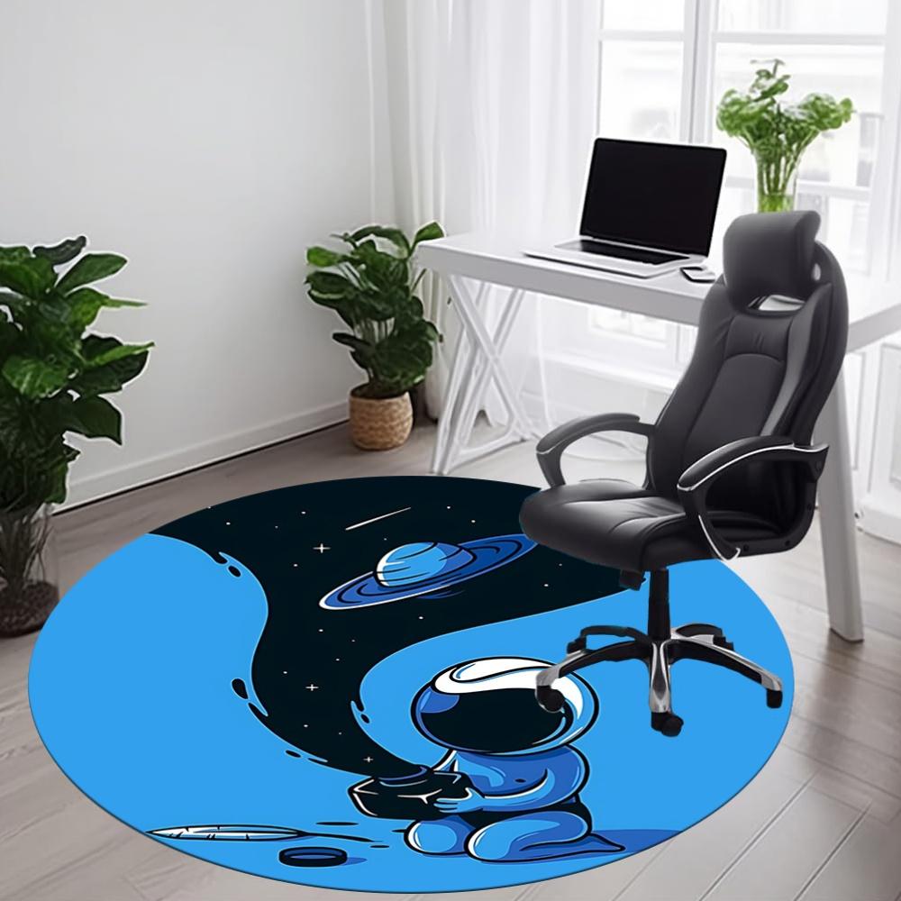 1pc Astronaut Saturn Office Round Area Rug, Under Office Chairs Bedroom Living Room Home Decor, Room Deco