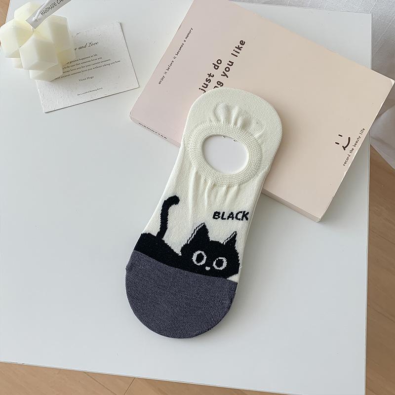 Мультяшные носки до середины икры с котенком: Женские милые хлопковые носки с цветными блоками