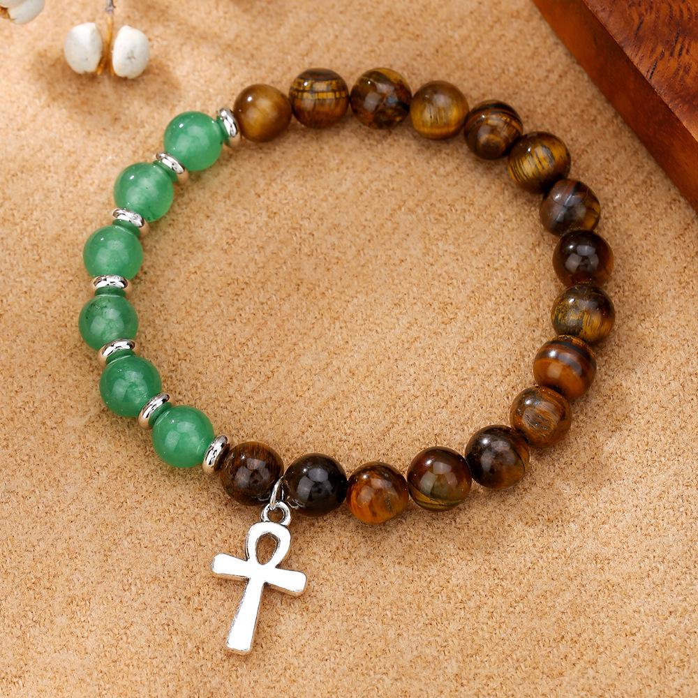 Европейский Кристальный Браслет из Тигрового Глаза на Эластичной Основе, Украшения из Натуральных Каменных Бусин