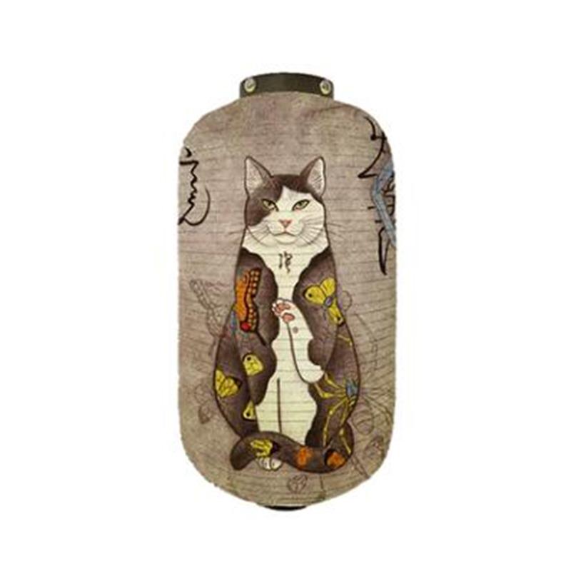 Japanese Style Samurai Cat Hanging Lamp Party Decor Gothic Samurai Cat Lantern Restaurant Izakaya Sushi Shop Advertising Sign
