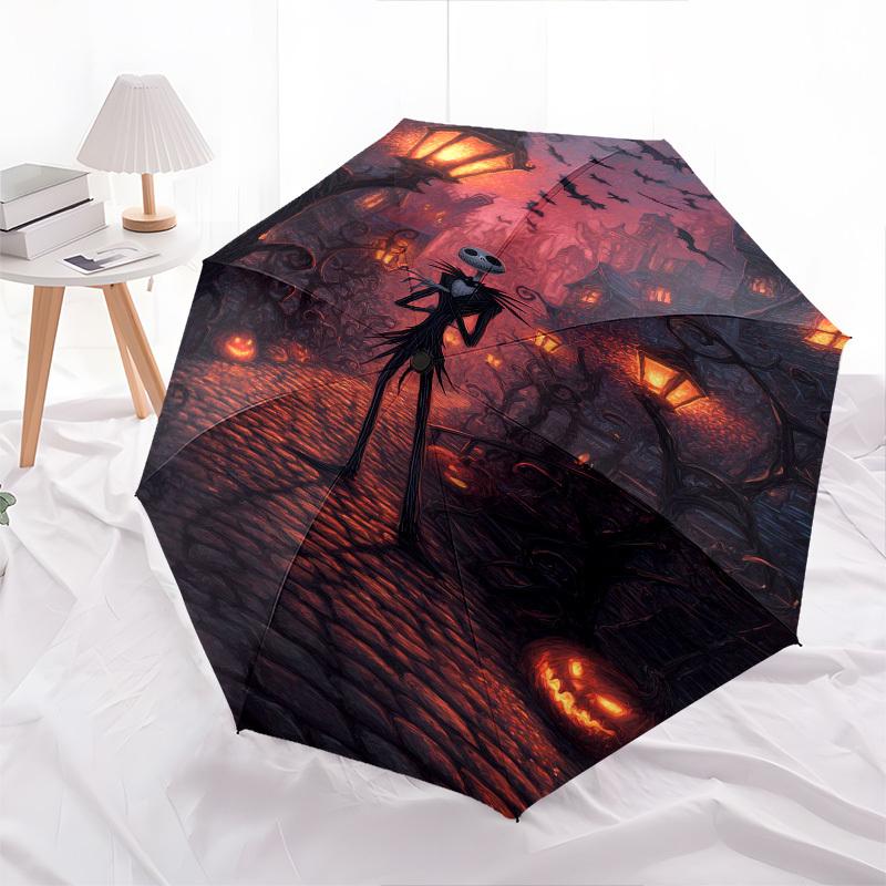Jack Skellington Themed Automatic Opening and Closing Umbrella, Brightly Colored 8-rib Portable Umbrella, Suitable for Men and Women, A Perf