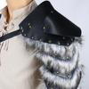 Medieval Men Furry Trim Spliced Single Shoulder Armors Strap Leather Shoulder Pauldron for Cosplay and Halloween Parties