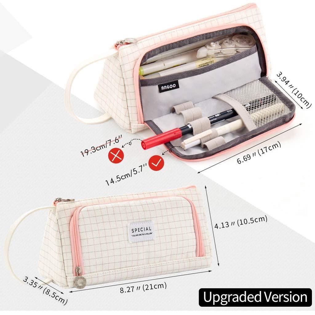 Портативный многофункциональный клетчатый пенал с несколькими слотами и сеткой, большая сумка для хранения, органайзер, канцелярские принадлежности, студенческий подарок