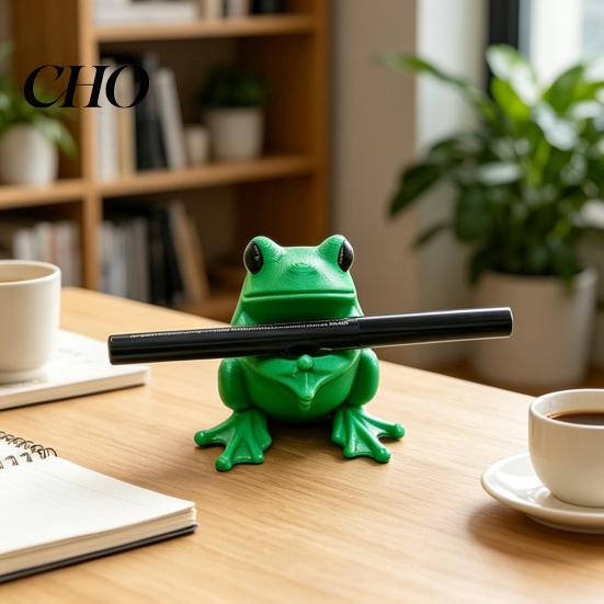 Unique Pen Stand 3D Printed Cute Frog Holder, Bright Green with Pen-Grabbing Structure, Study Table Holder Anti-Slip Desktop Organizer for Pens