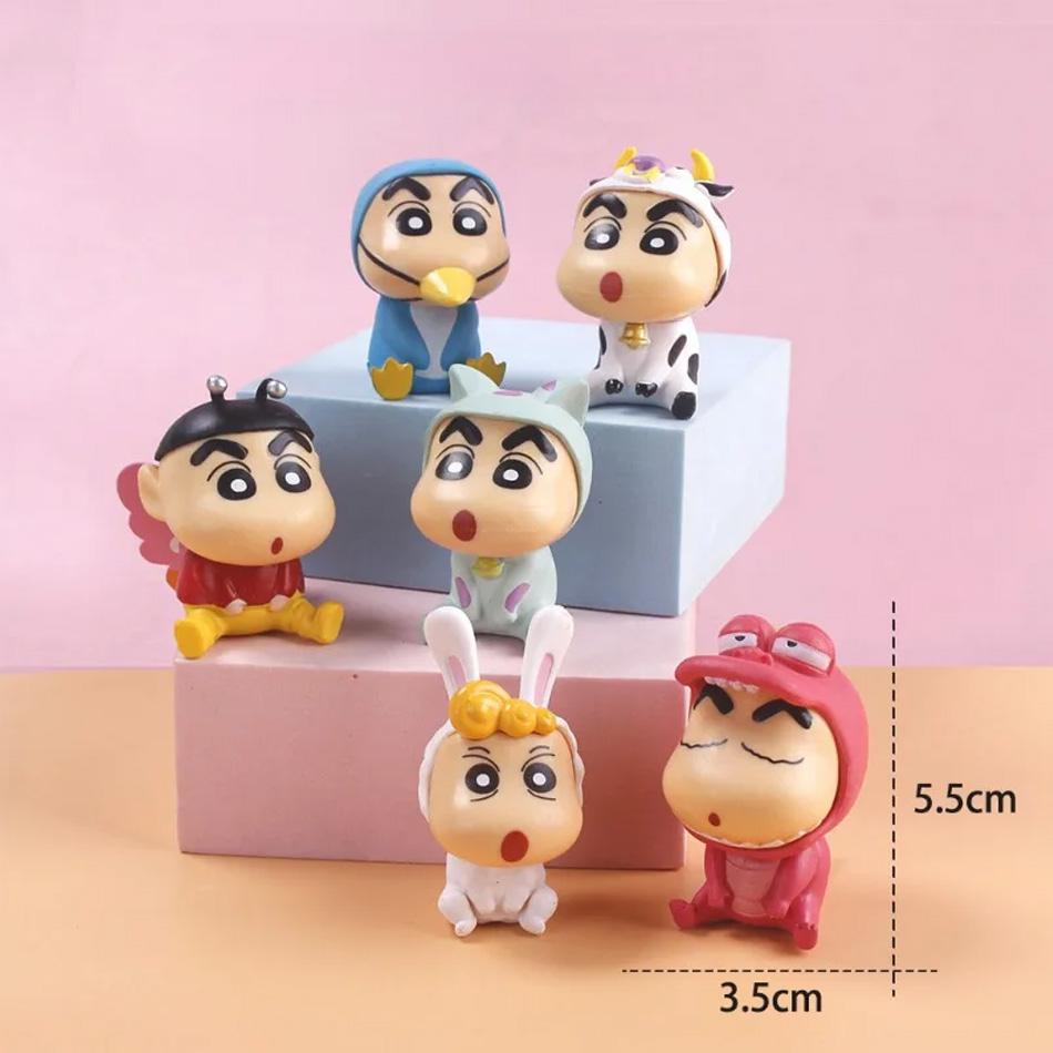 Crayon Shin-Chan Figures Kawaii Animation Tabletop Ornaments Animation Design Watching TV Phone Support Adorable Figure Decorations plaything