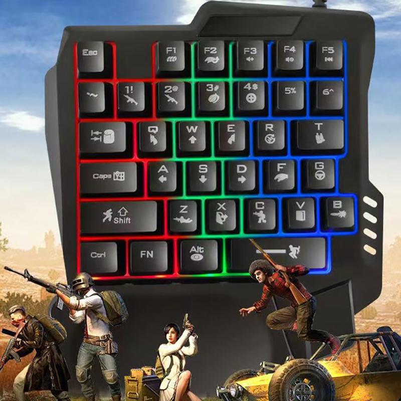 RGB Игровая Клавиатура Одноручная Мини USB Ультратонкая Проводная 35 Клавиш Одноручная Клавиатура с Подсветкой Для Компьютера ПК Ноутбука