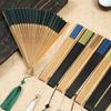 Folding Fan with Tassel Hollow Out Faux Silk Bamboo Stronge Hinge Chinese Vintage Style Photo Prop Party Decoration Supply Classical Dance Prop
