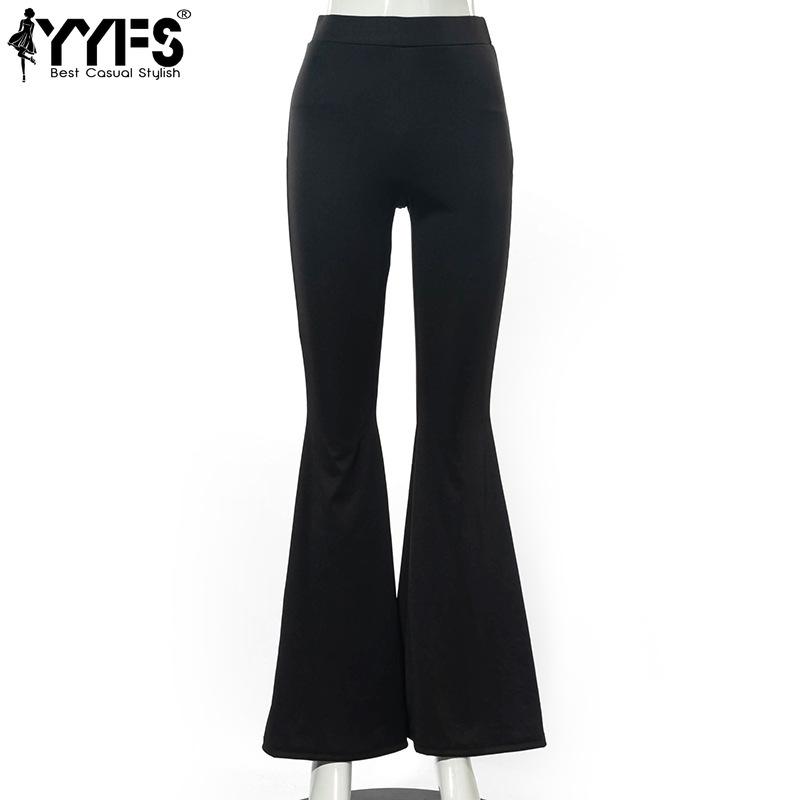 YYFS Женские модные повседневные однотонные брюки с высокой талией и принтом, брюки и капри