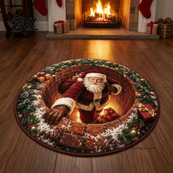 Anti Skid Bathroom Mat Christmas 3D Illusion Rug, Black Hole Vortex Visual Effect Mat, Non-Slip Unique Design Holiday Door Machine Washable