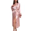 Women's Solid Ice Silk Long Robe Summer Lightweight Lace Up Homewear Simple Fashion Loungewear Sexy Bathrobe