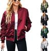 Bomber Jacket Women Zip Up Casual Jackets Coat Oversized with Pockets Fall Outfits