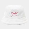 Women S Bow Embroidered Plush Bucket Hat Winter Outdoor Fashion Sun Hat